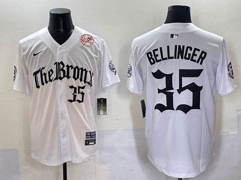 Men 2025 New York Yankees #35 Bellinger White Five generations Joint Name Nike MLB Jersey style 6